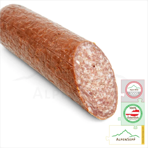 CHAMOIS SALAMI - Game sausage made from chamois | PREMIUM hard sausage from local alpine game chamois | 1 Stick Gamssalami