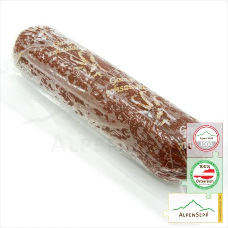 CHAMOIS SALAMI - Game sausage made from chamois | PREMIUM hard sausage from local alpine game chamois | 1 Stick Gamssalami