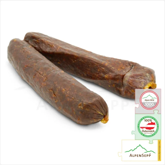Credentials - our customers say 12 SAUSAGE GAMSWURZEN | Raw sausage made from chamois | Austrian PREMIUM dry smoked sausage from local game chamois | 1 pair