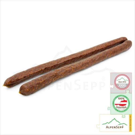 Credentials - our customers say 15 SAUSAGE RED DEER BITER | Raw sausage made from venison | Austrian PREMIUM smoked sausage from local red deer | 1 pair | HIRSCHBEISSER