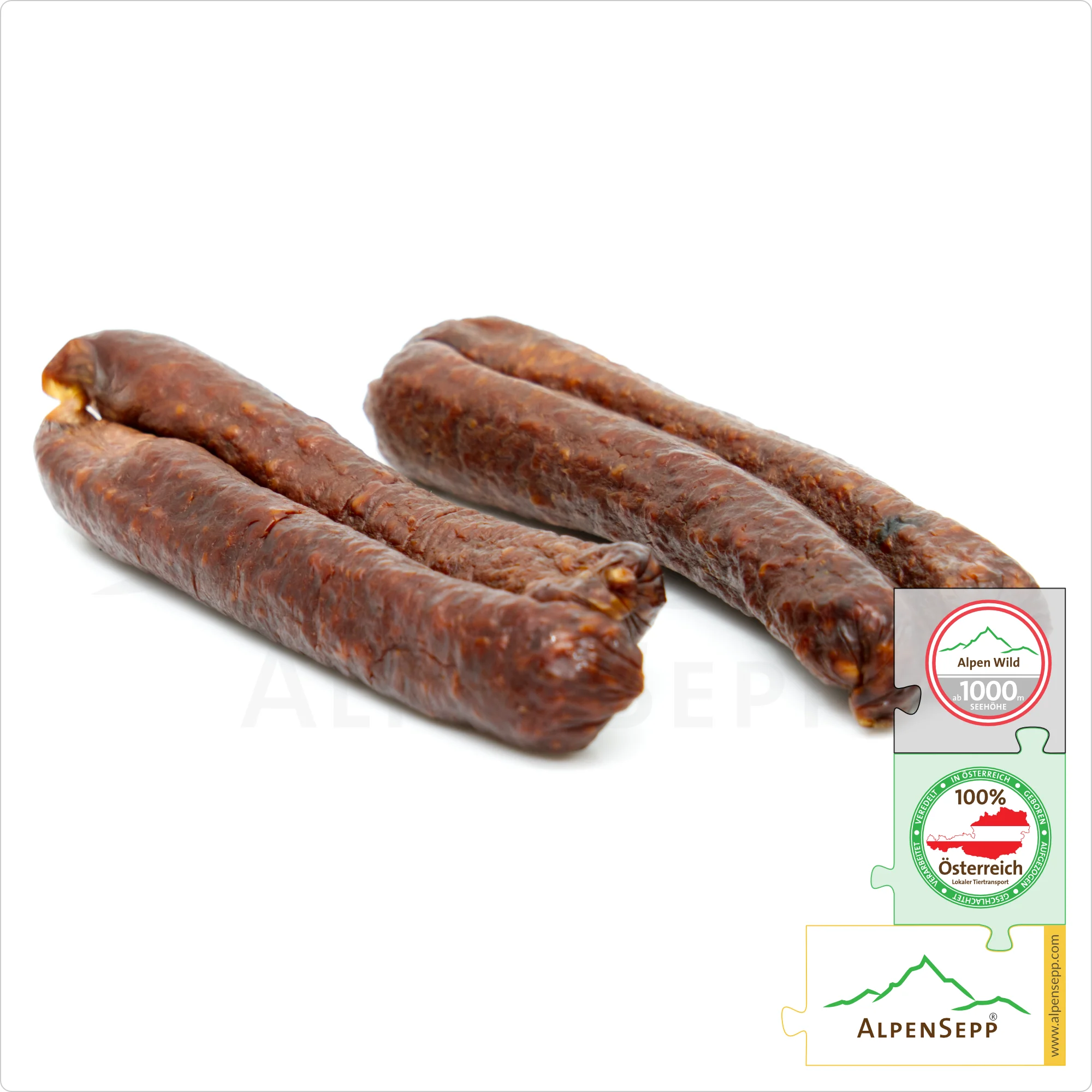 REHBEISSERLE | smoked raw sausage made from venison | PREMIUM sausage from local roe deer | 4 pieces