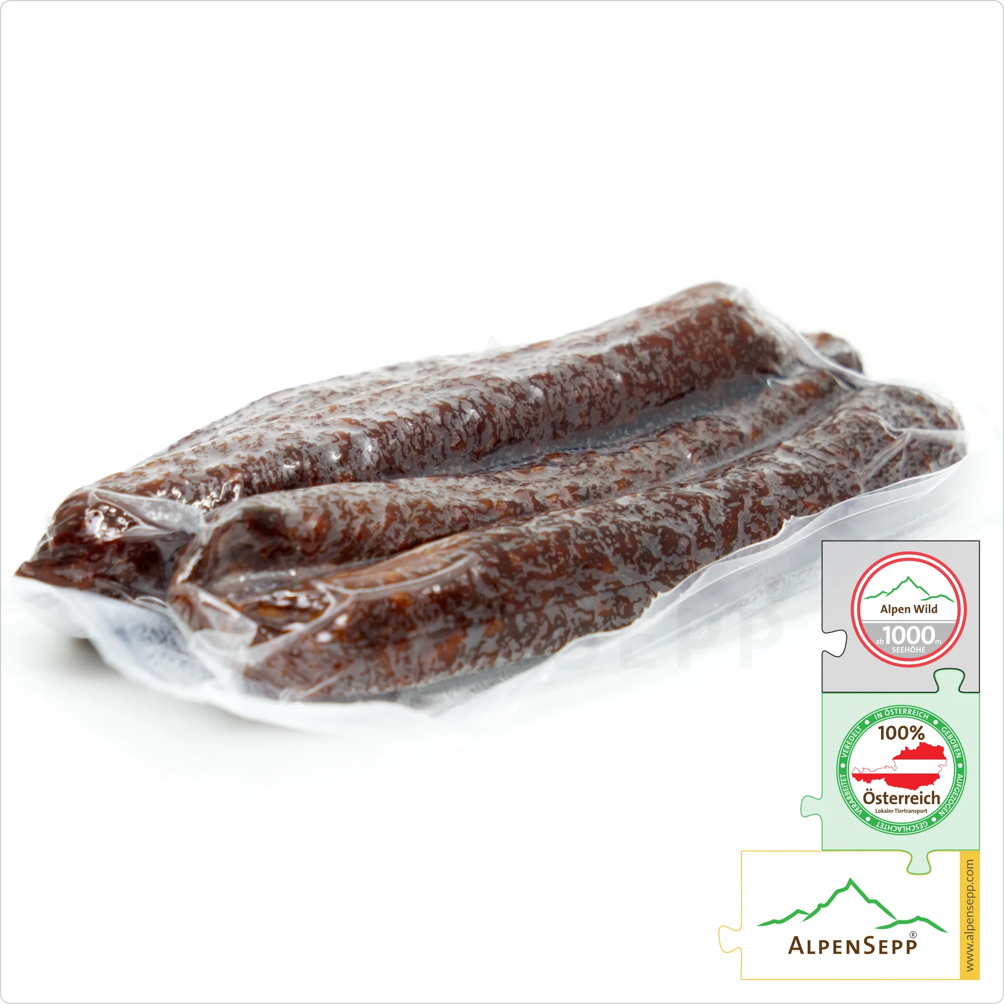 REHBEISSERLE | smoked raw sausage made from venison | PREMIUM sausage from local roe deer | 4 pieces