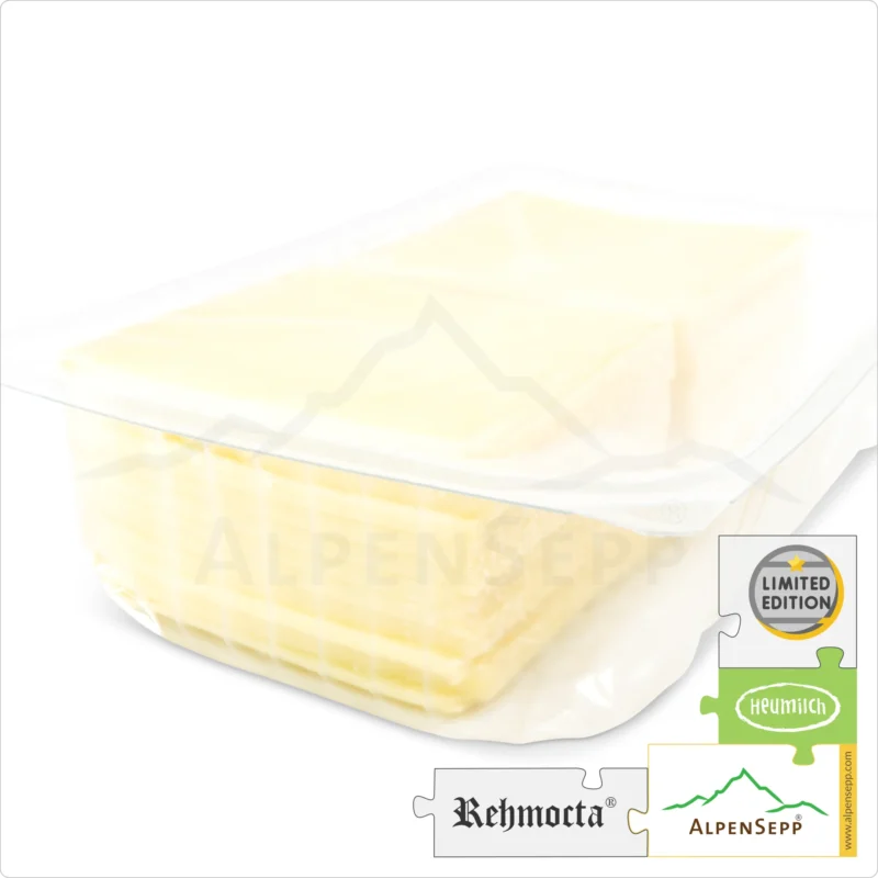 RACLETTE CHEESE Slices - REHMOCTA mild-spicy | 20+ slices of lactose-free sliced cheese for grill and hot stone | thinly sliced | 500 grams