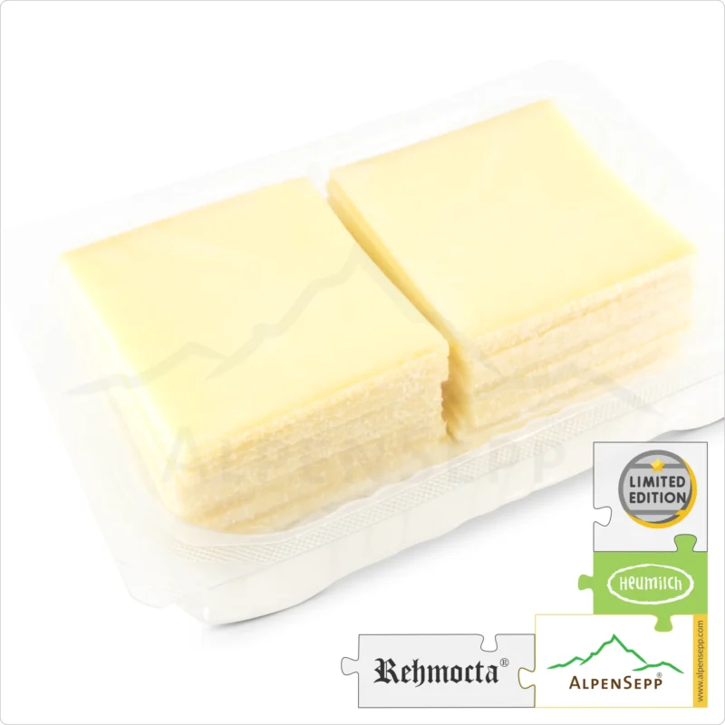 RACLETTE CHEESE Slices - REHMOCTA mild-spicy | 20+ slices of lactose-free sliced cheese for grill and hot stone | thinly sliced | 500 grams