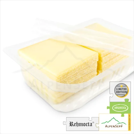 RACLETTE CHEESE Slices - REHMOCTA mild-spicy | 20+ slices of lactose-free sliced cheese for grill and hot stone | thinly sliced | 500 grams