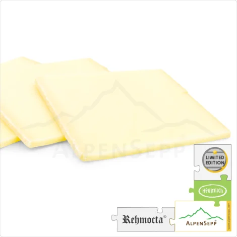 RACLETTE CHEESE Slices - REHMOCTA mild-spicy | 20+ slices of lactose-free sliced cheese for grill and hot stone | thinly sliced | 500 grams