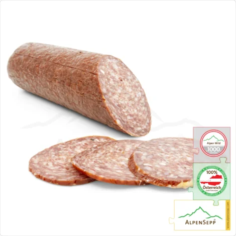 DEER SALAMI – Game salami made from roe deer | Austrian PREMIUM hard sausage from local alpine deer | 1 stick | Rehsalami