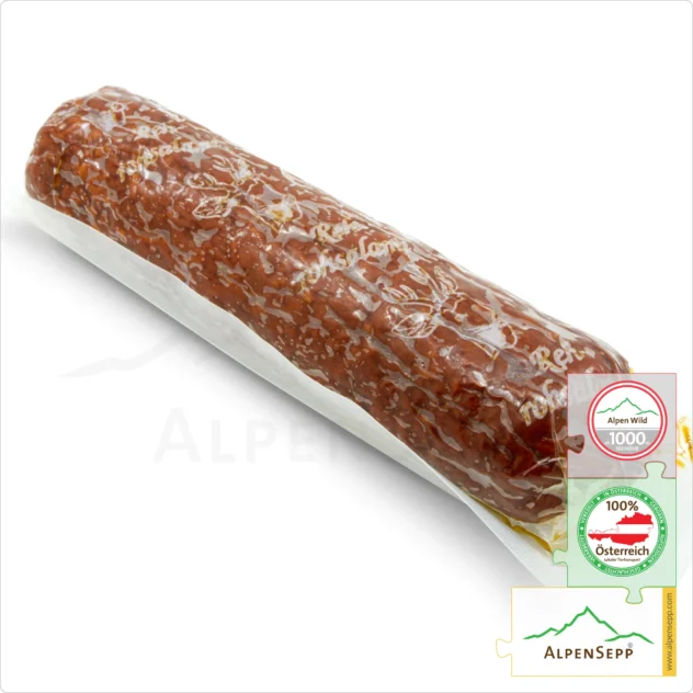 DEER SALAMI – Game salami made from roe deer | Austrian PREMIUM hard sausage from local alpine deer | 1 stick | Rehsalami