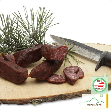 WILD BOAR BITER | Raw sausage made from wild game | Austrian PREMIUM sausage from local wild boar | 2 pairs | Wildschweinbeisserle