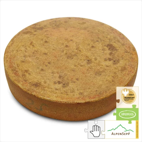 ALPINE CHEESE WHEEL very tangy | matured for 12 months | lactose-free Austrian PREMIUM hay milk hard cheese straight from the cheese cellar | strong, spicy cheese enjoyment guarantee | Bergkäse 12 Monate