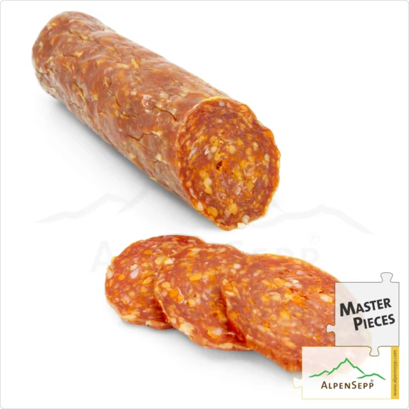 PEPERONCINO SALAMI | Chili salami made from pork | Spicy-aromatic PREMIUM sausage variety | 1 stick 2 PEPERONCINO SALAMI | Chili salami made from pork | Spicy-aromatic PREMIUM sausage variety | 1 stick