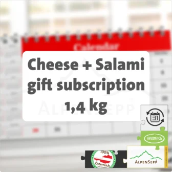 GIFT SUBSCRIPTION MIX - 1,4 KG | MOUNTAIN CHEESE + SEMI HARD CHEESE + GAME SALAMI | GESCHENK ABO MIX | ends automatically | alternating content per delivery | choose delivery and duration